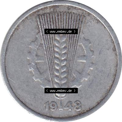 DDR Münze 1948-1990 Umlaufmünze / Kursmünze 1948-1950, Mzz. A für Berlin der DDR 5 Pfennig 1948, Fünf Pfennig DDR (GDR) Münzen Sammlung