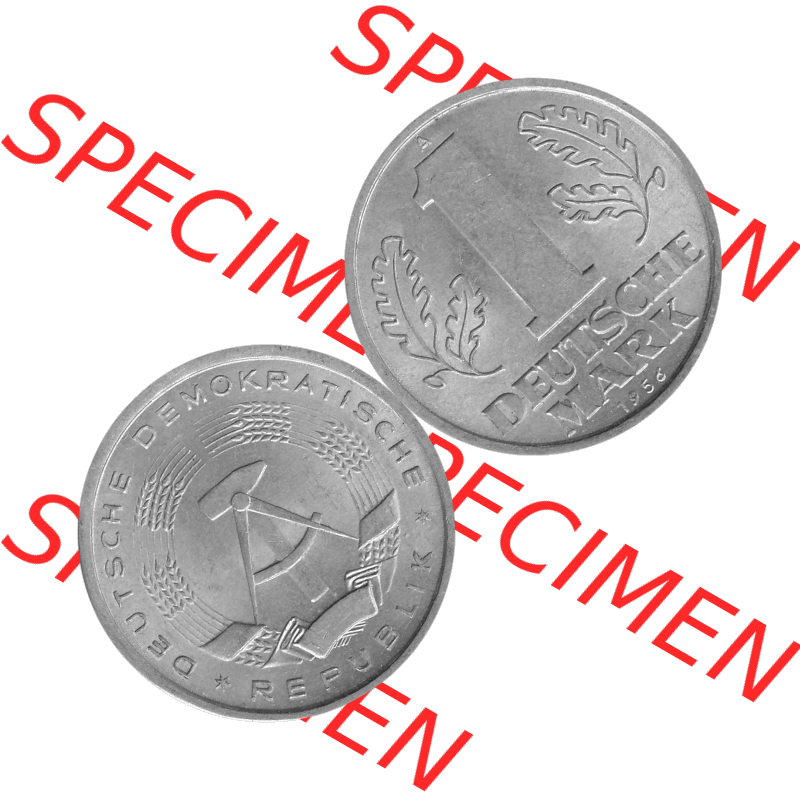 DDR Münze 1956-1990 Umlaufmünze / Kursmünze 1956-1963, A 1 Deutsche Mark 1956-09 Graustufen. Graustufen Bildmaterial als transparente PNG-Grafik mit der Vorderseite und... Sammlung
