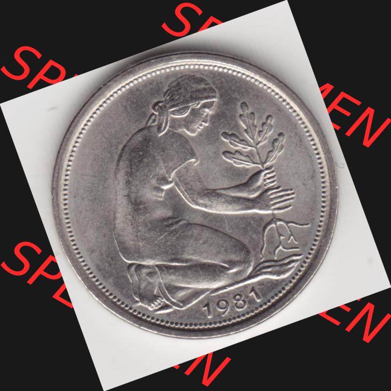 Münze der BRD Deutschland Umlaufmünze 1950-2001, 50 Pfennig 1981 D (2) Sammlung
