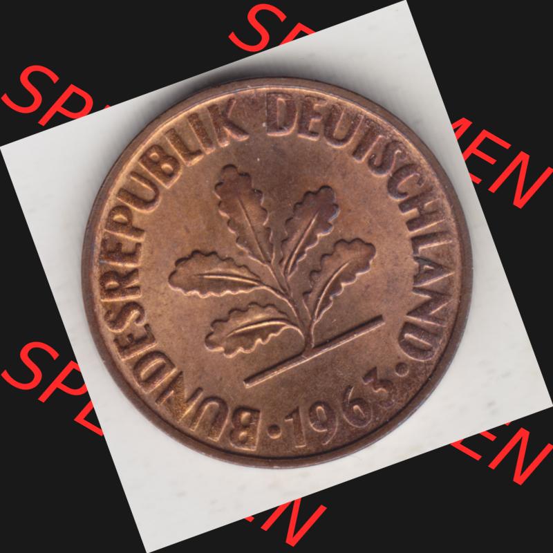 Münze der BRD Deutschland Umlaufmünze 1950-2001, 2 Pfennig 1963 G (2) Sammlung