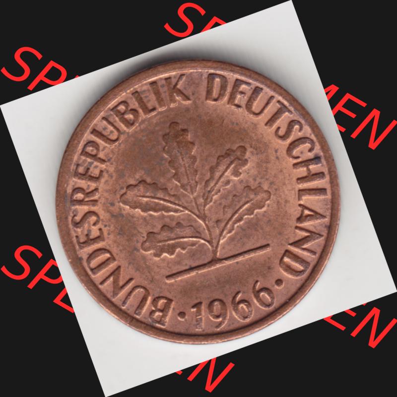 Münze der BRD Deutschland Umlaufmünze 1950-2001, 1 Pfennig 1966 F (2) Sammlung