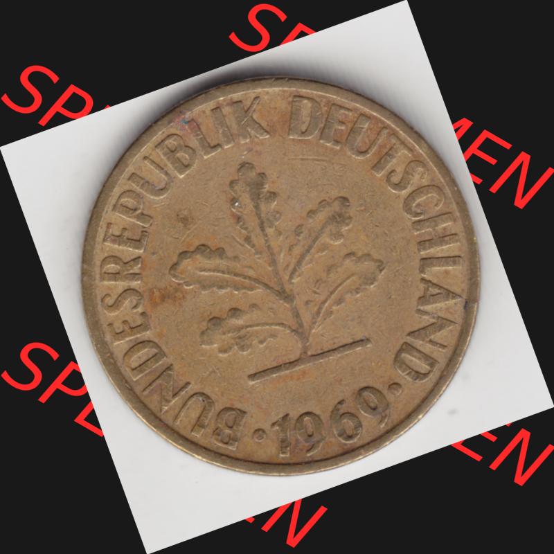 Münze der BRD Deutschland Umlaufmünze 1950-2001, 10 Pfennig 1969 F-8 (2) Sammlung