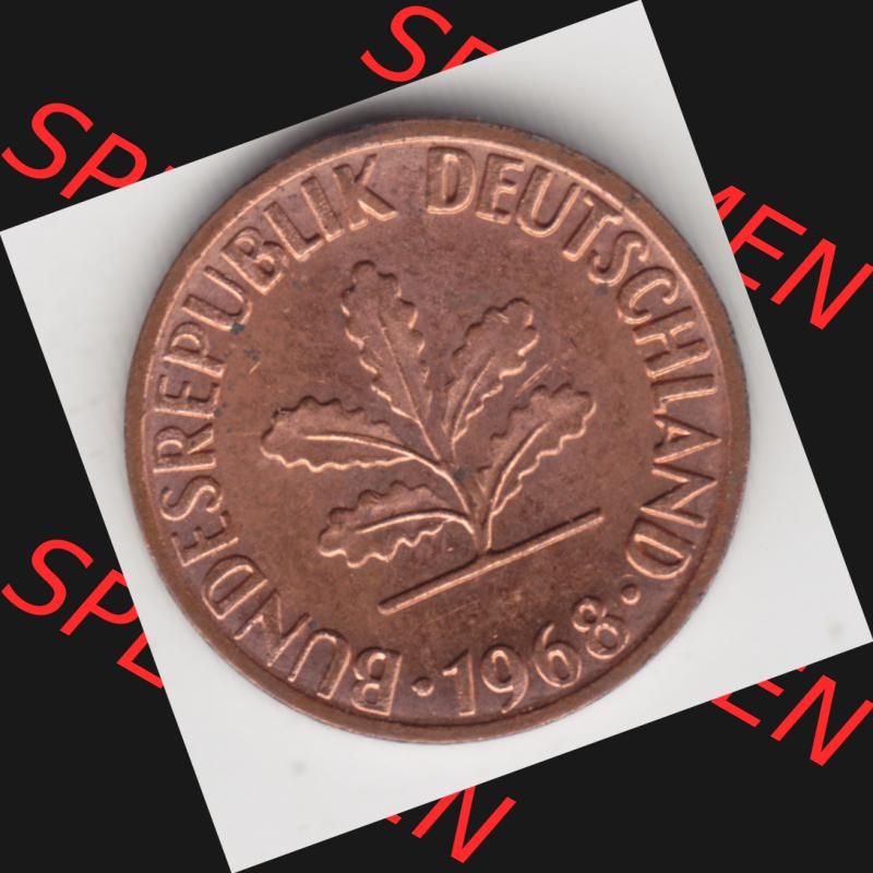 Münze der BRD Deutschland Umlaufmünze 1950-2001, 1 Pfennig 1968 F (2) Sammlung