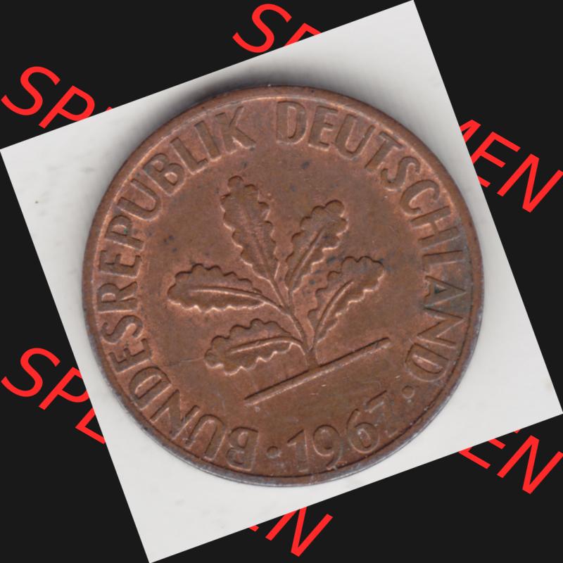 Münze der BRD Deutschland Umlaufmünze 1950-2001, 1 Pfennig 1967 G (2) Sammlung