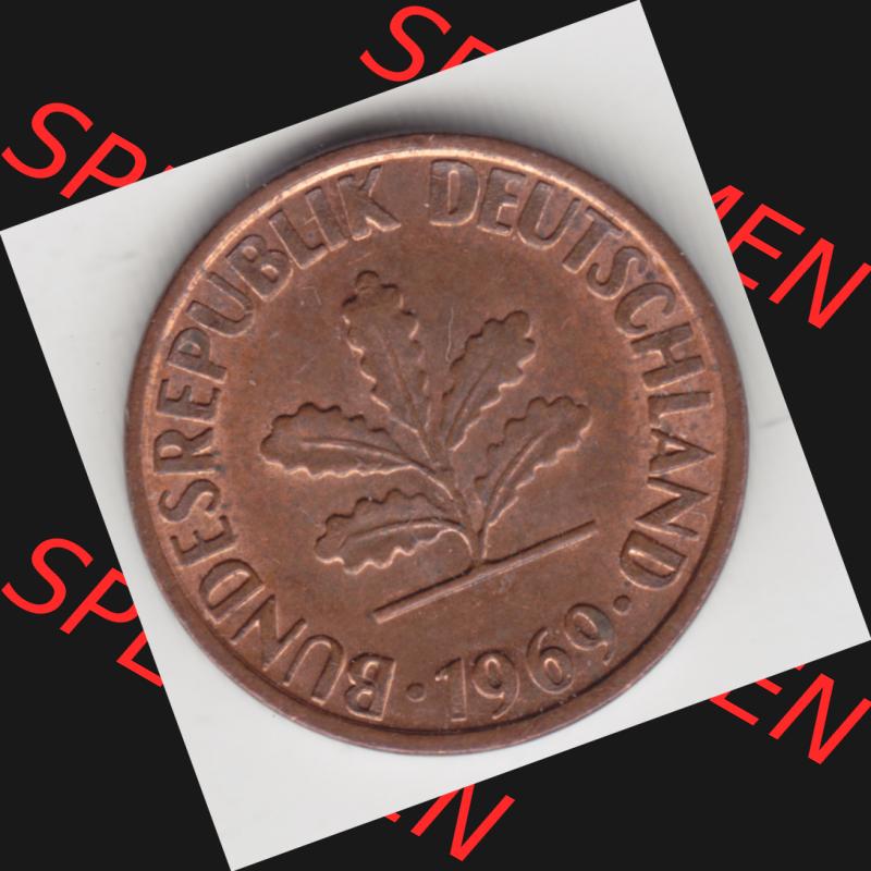 Münze der BRD Deutschland Umlaufmünze 1950-2001, 1 Pfennig 1969 G (2) Sammlung