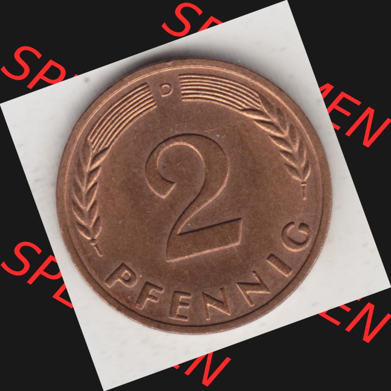 Münze der BRD Deutschland Umlaufmünze 1950-2001, 2 Pfennig 1965 D Sammlung
