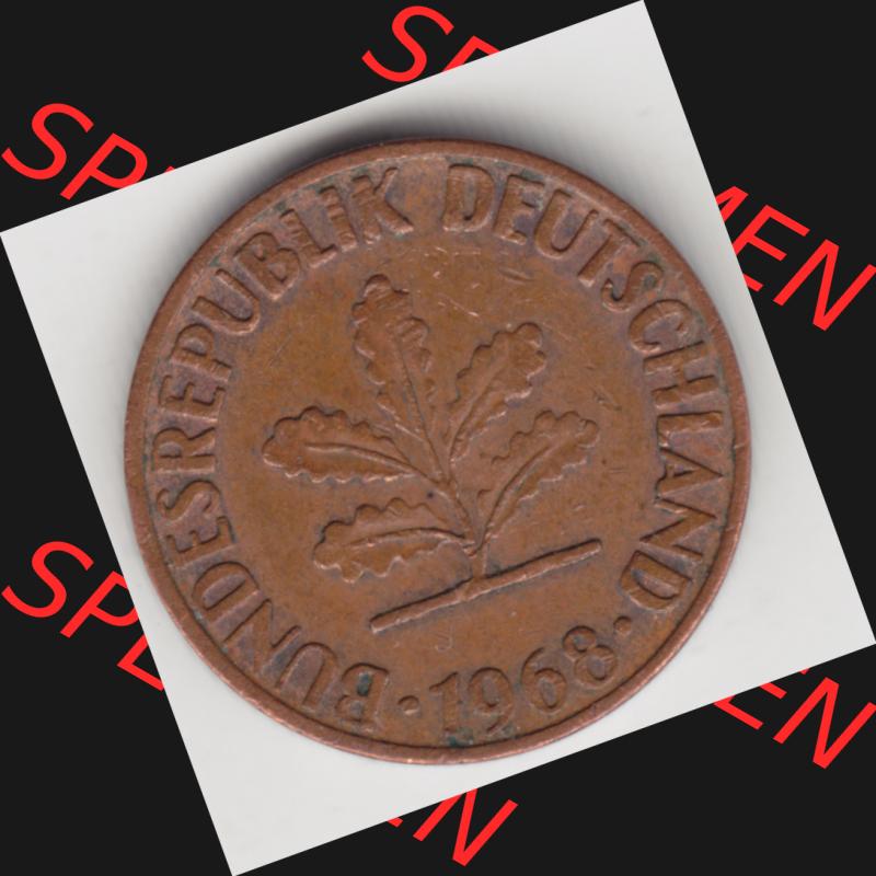 Münze der BRD Deutschland Umlaufmünze 1950-2001, 1 Pfennig 1968 D (2) Sammlung