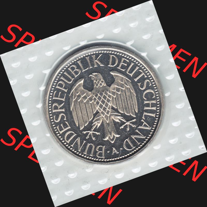 Münze der BRD Deutschland Umlaufmünze 1950-2001, 1 DM Deutsche Mark , Rückseite der Deutschen Mark Münze der Bundesrepublik Deutschland Sammlung