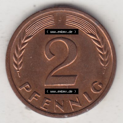 Münze der BRD Deutschland Umlaufmünze 1950-2001, 2 Pfennig 1963 J Sammlung
