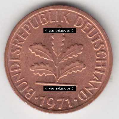 Münze der BRD Deutschland Umlaufmünze 1950-2001, 1 Pfennig 1971 F (2) Sammlung