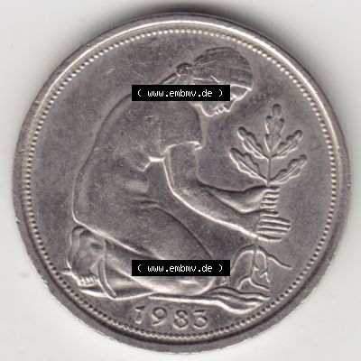 Münze der BRD Deutschland Umlaufmünze 1950-2001, 50 Pfennig 1983 J (2) Sammlung