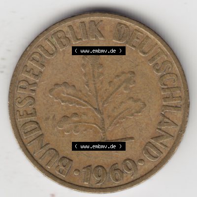 Münze der BRD Deutschland Umlaufmünze 1950-2001, 10 Pfennig 1969 F (2) Sammlung