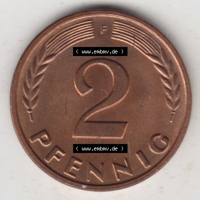 Münze der BRD Deutschland Umlaufmünze 1950-2001, 2 Pfennig 1962 F Sammlung