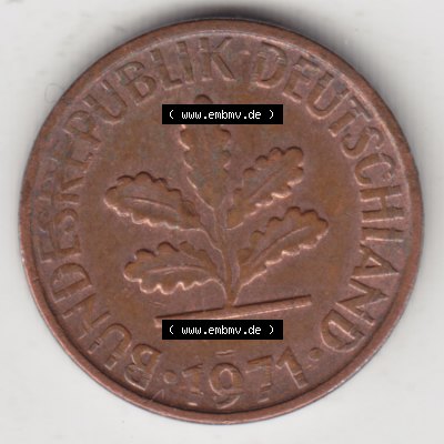 Münze der BRD Deutschland Umlaufmünze 1950-2001, 1 Pfennig 1971 G (2) Sammlung