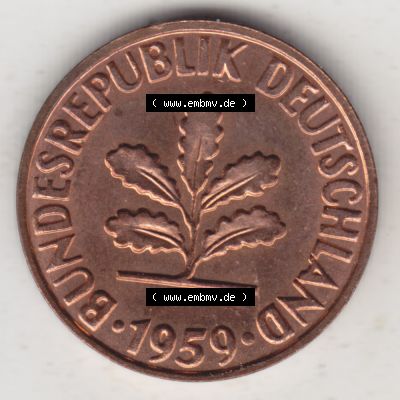 Münze der BRD Deutschland Umlaufmünze 1950-2001, 2 Pfennig 1959 J (2) Sammlung