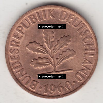 Münze der BRD Deutschland Umlaufmünze 1950-2001, 2 Pfennig 1960 D (2) Sammlung