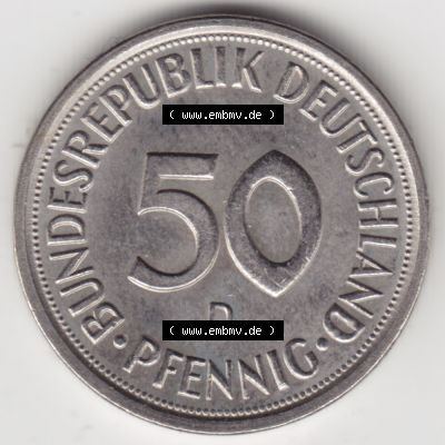 Münze der BRD Deutschland Umlaufmünze 1950-2001, 50 Pfennig 1981 D Sammlung