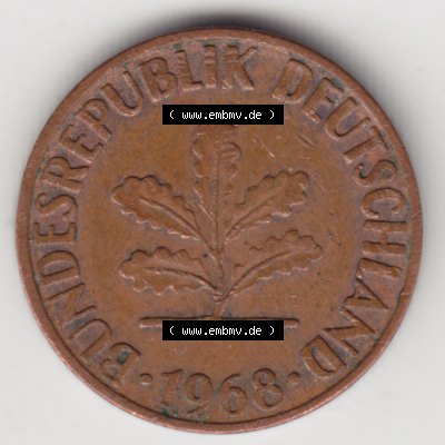 Münze der BRD Deutschland Umlaufmünze 1950-2001, 1 Pfennig 1968 D (2) Sammlung