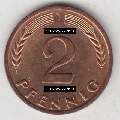 Münze der BRD Deutschland Umlaufmünze 1950-2001, 2 Pfennig 1966 J Sammlung
