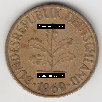 Münze der BRD Deutschland Umlaufmünze 1950-2001, 10 Pfennig 1969 F-8 (2) Sammlung