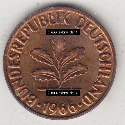 Münze der BRD Deutschland Umlaufmünze 1950-2001, 2 Pfennig 1966 J (2) Sammlung
