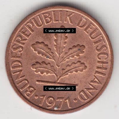 Münze der BRD Deutschland Umlaufmünze 1950-2001, 1 Pfennig 1971 J (2) Sammlung