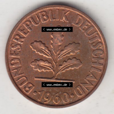 Münze der BRD Deutschland Umlaufmünze 1950-2001, 2 Pfennig 1960 J (2) Sammlung