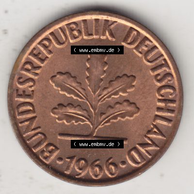Münze der BRD Deutschland Umlaufmünze 1950-2001, 2 Pfennig 1966 D (2) Sammlung