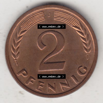 Münze der BRD Deutschland Umlaufmünze 1950-2001, 2 Pfennig 1965 J Sammlung