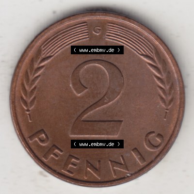 Münze der BRD Deutschland Umlaufmünze 1950-2001, 2 Pfennig 1962 G Sammlung