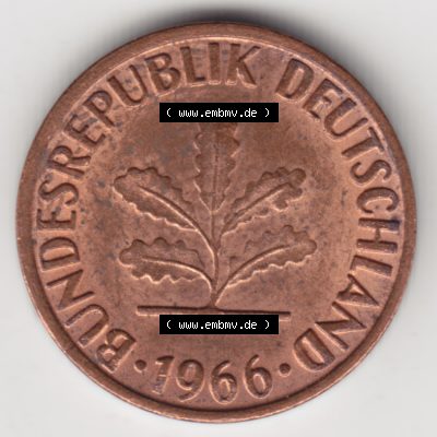 Münze der BRD Deutschland Umlaufmünze 1950-2001, 1 Pfennig 1966 F (2) Sammlung