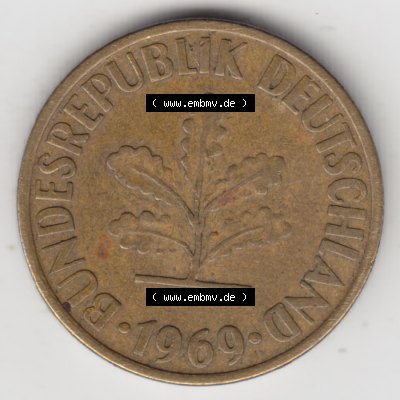 Münze der BRD Deutschland Umlaufmünze 1950-2001, 10 Pfennig 1969 D (2) Sammlung