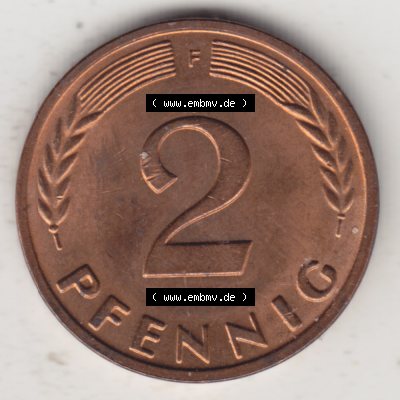 Münze der BRD Deutschland Umlaufmünze 1950-2001, 2 Pfennig 1965 F Sammlung