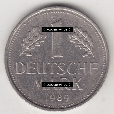 Münze der BRD Deutschland Umlaufmünze 1950-2001, 1 Deutsche Mark 1989 J Sammlung