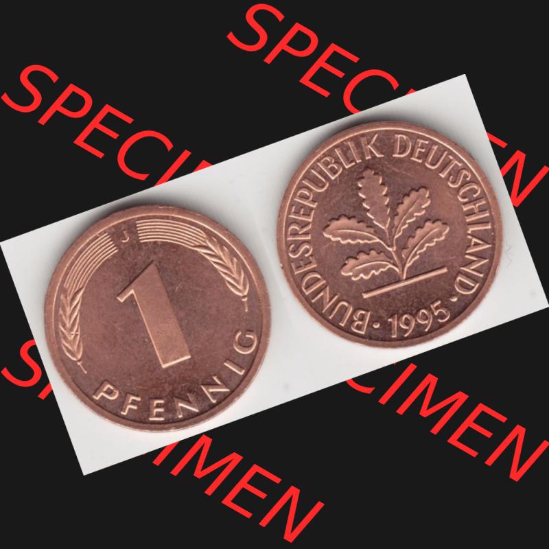 BRD Münze aus Deutschland 1950-2001, 1 Pfennig / 1 Pf. 1995 J - Vollansicht II.. Bild der Vorderseite und Rückseite einer 1 Pfennig Münze der Bundesrepublik... Sammlung