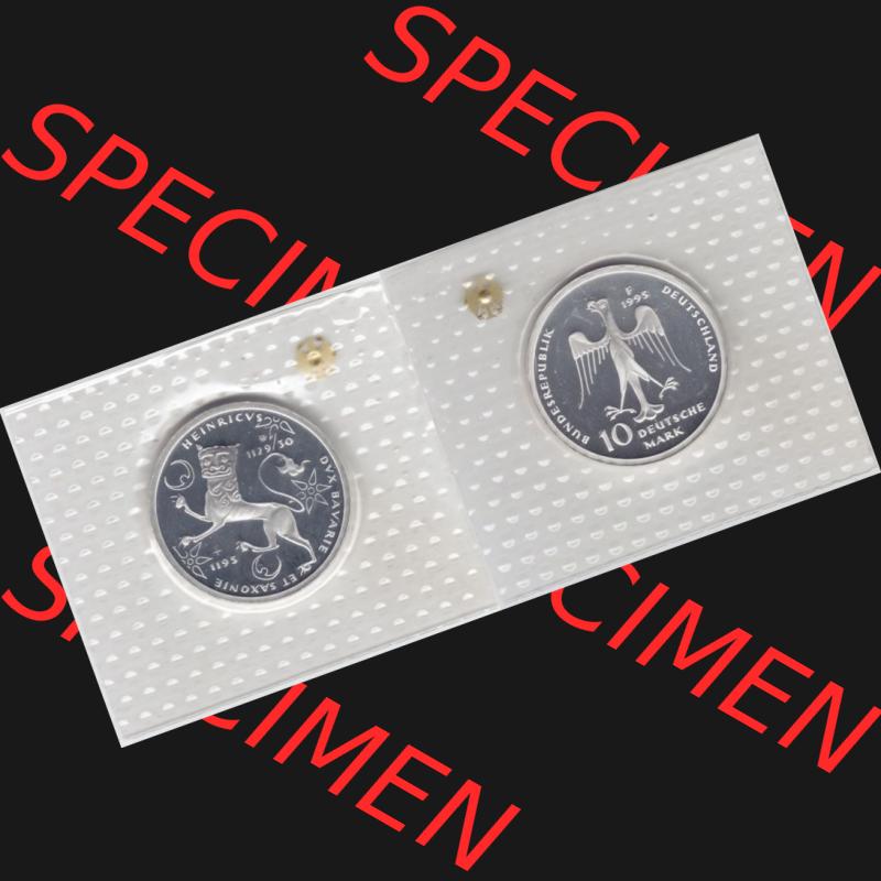 BRD Münze aus Deutschland 1995, 10 DM Gedenkmünze PP in Noppenfolie 10 Deutsche Mark Silber Heinrich der Löwe - Vollansicht als Bildmaterial innerhalb vom online Katalog und online... Sammlung