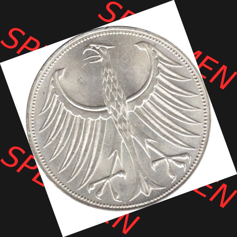 BRD Münzen Silbermünze 1951-1974, 5 DM aus Deutschland, 5 Deutsche Mark Silberadler, Heiermann 1970 Münzzeichen / Mzz. "D" für München-1.... Sammlung