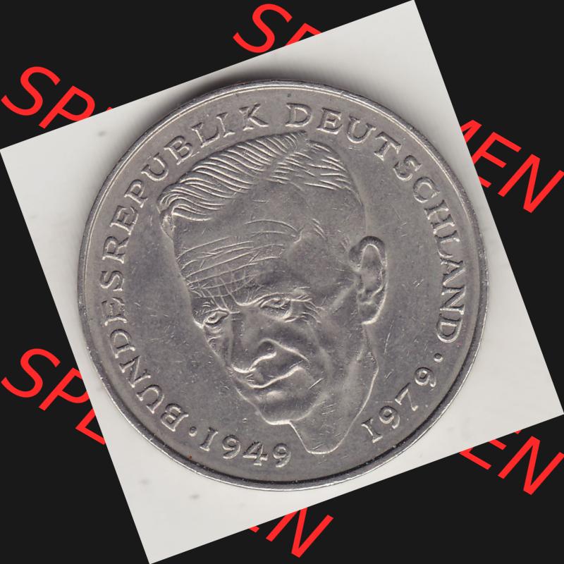 BRD Münzen 2 DM, Gedenkmünze 1979-1993, 2 DM, Deutsche Mark Kurt Schumacher 1982 G-1. Rückseite einer 2 DM, 2 Deutsche Mark G Gedenkmünze, Mzz.... Sammlung