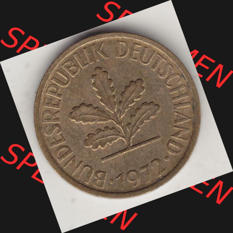BRD Münzen 5 Pf., Umlaufmünze 1950-2001, 5 Pfennig, 1972 D-1. Vorderseite einer 5 Pfennig D, Mzz. D für München - Münze aus Deutschland... Sammlung