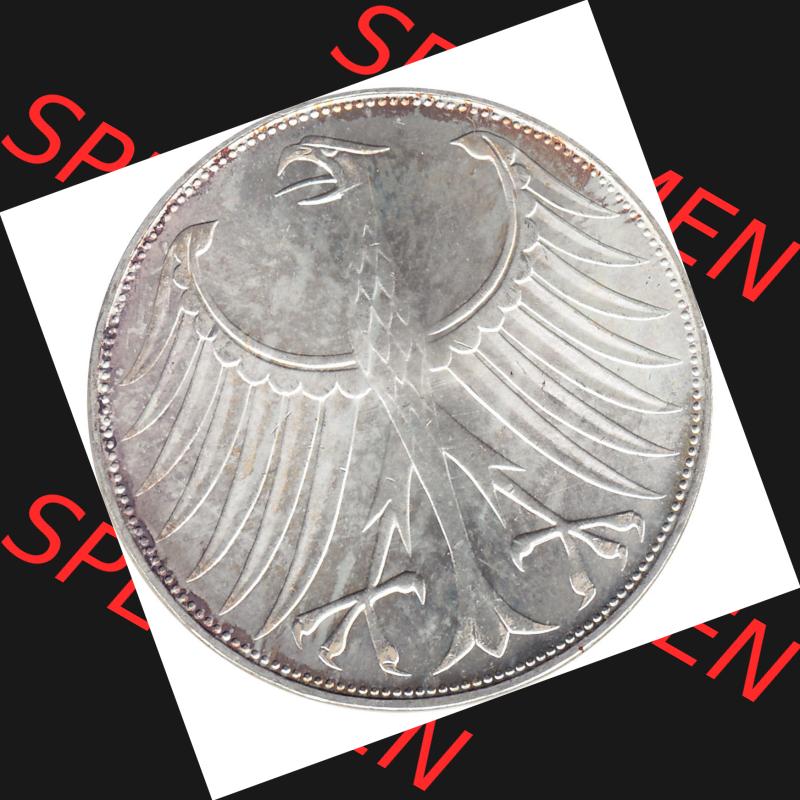 BRD Münzen Silbermünze 1951-1974, 5 DM aus Deutschland, 5 Deutsche Mark Silberadler, Heiermann 1971 Münzzeichen / Mzz. "G" für Karlsruhe-1.... Sammlung