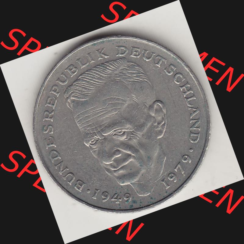 BRD Münzen 2 DM, Gedenkmünze 1979-1993, 2 DM, Deutsche Mark Kurt Schumacher 1985 J-1. Rückseite einer 2 DM, 2 Deutsche Mark D Gedenkmünze, Mzz.... Sammlung