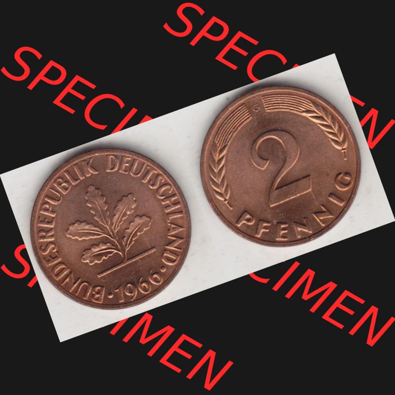 BRD Münze aus Deutschland 1950-2001, 2 Pfennig 1966 G (3) Sammlung