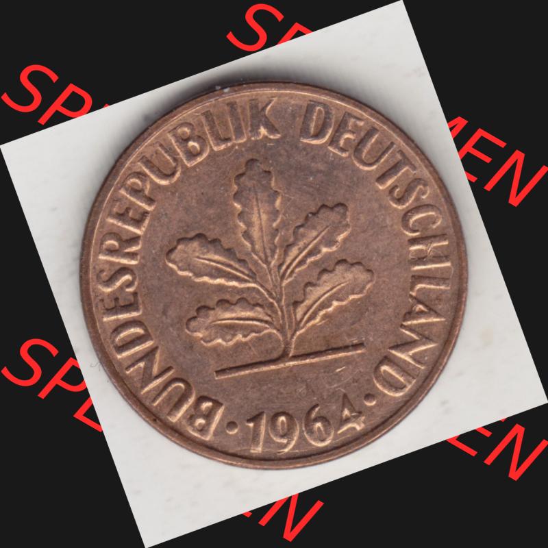 BRD Münze aus Deutschland 1950-2001, 2 Pfennig 1964 G (1) Sammlung