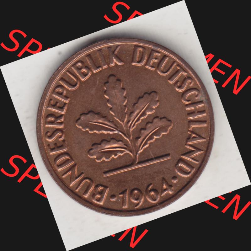 BRD Münze aus Deutschland 1950-2001, 2 Pfennig 1964 J (1) Sammlung