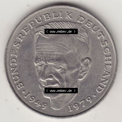BRD Münzen 2 DM, Gedenkmünze 1979-1993, 2 DM, Deutsche Mark Kurt Schumacher 1982 G-1. Rückseite einer 2 DM, 2 Deutsche Mark G Gedenkmünze, Mzz.... Sammlung