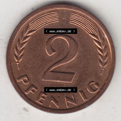 BRD Münze aus Deutschland 1950-2001, 2 Pfennig 1964 J (2) Sammlung