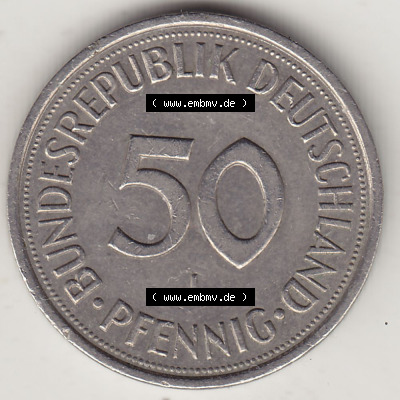 1950-2001, 50 Pfennig BRD Deutschland 1988 J Sammlung