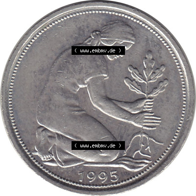 1950-2001, 50 Pfennig BRD Deutschland 1995 München mit Mzz. D Sammlung