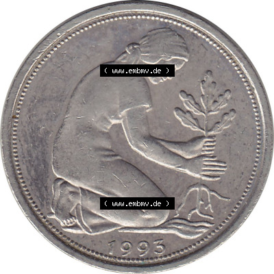 1950-2001, 50 Pfennig BRD Deutschland 1993 G Sammlung