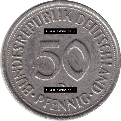 1950-2001, 50 Pfennig BRD Deutschland 1988 München mit Mzz. D Sammlung